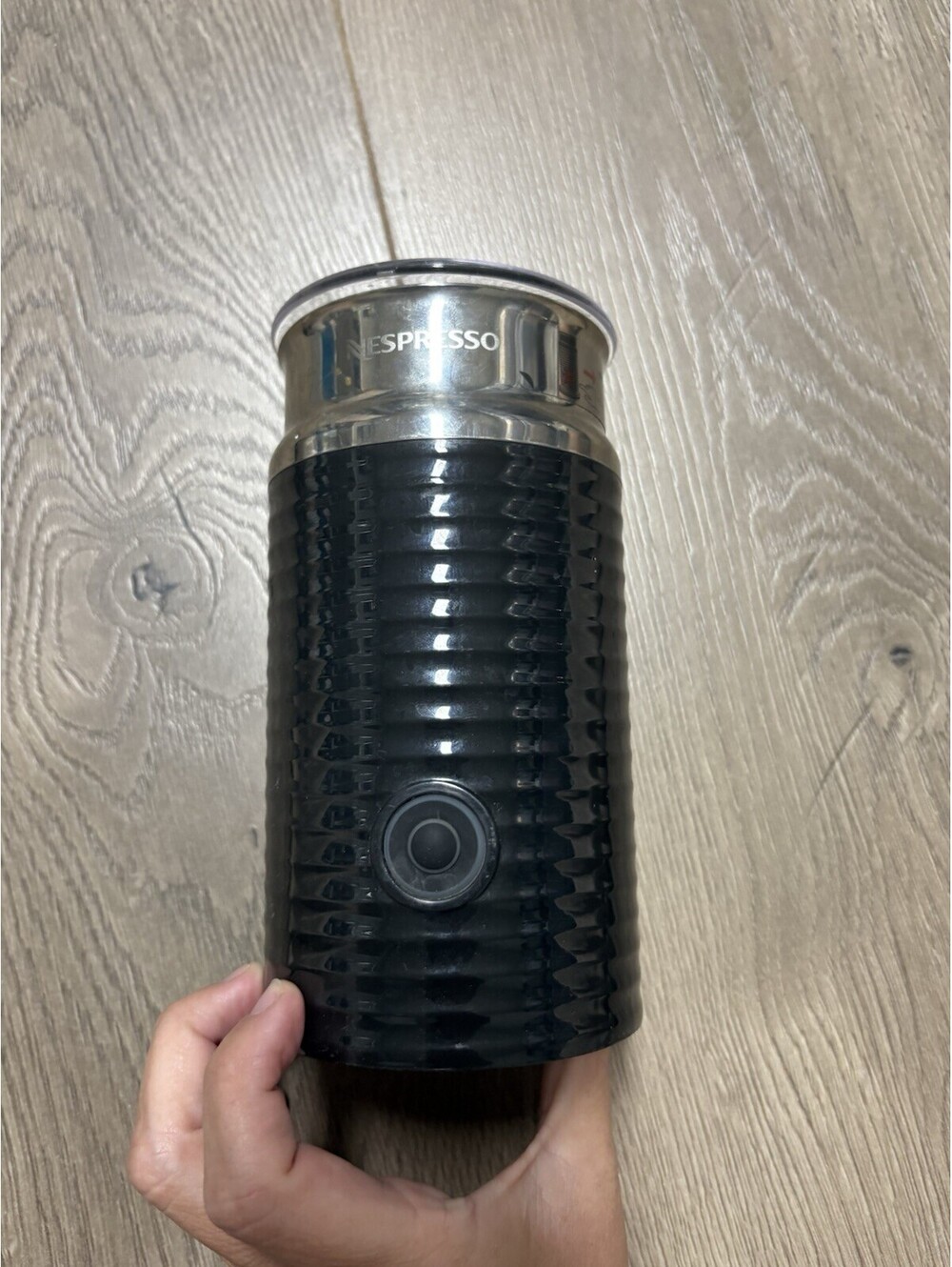 Nespresso Aeroccino Milk Frother Black With Lid & Whisk 3694 Tested No Base
